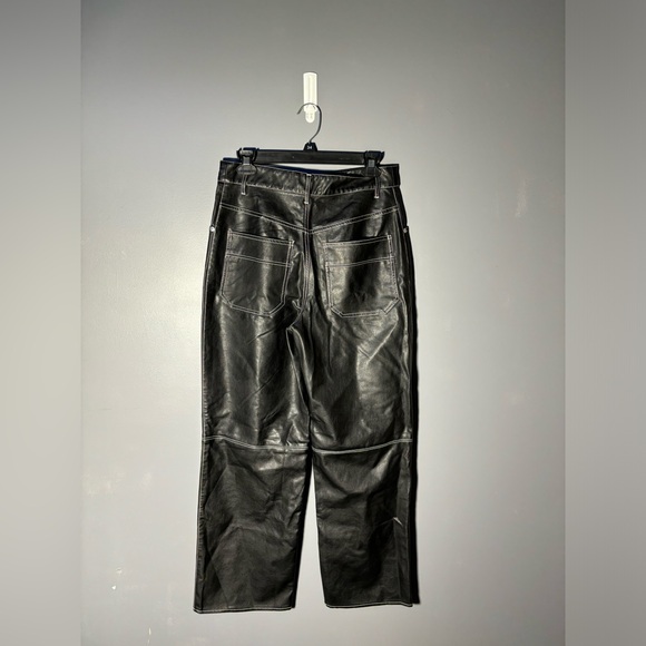 Free People The It Factor Vegan Faux Leather Wide Leg Pant Size 6 - Picture 3 of 6